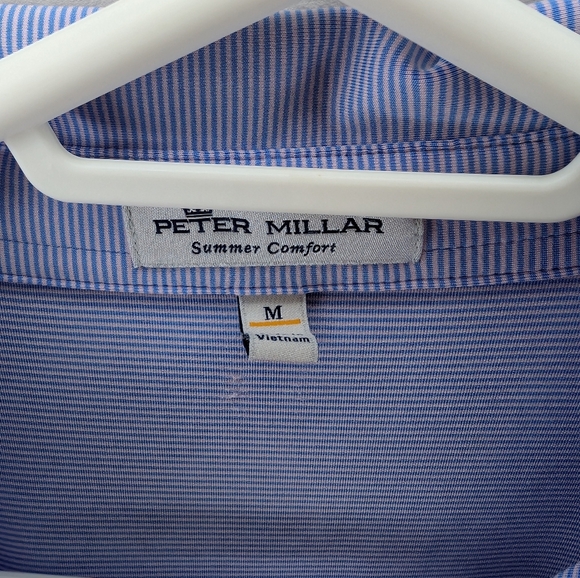 Peter Miller Summer Comfort Purple White Striped Golf Polo Top Mens M - Picture 3 of 12